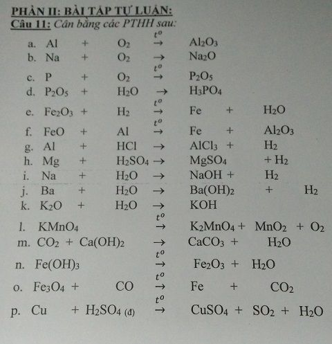 Cân bằng phương trình hóa học